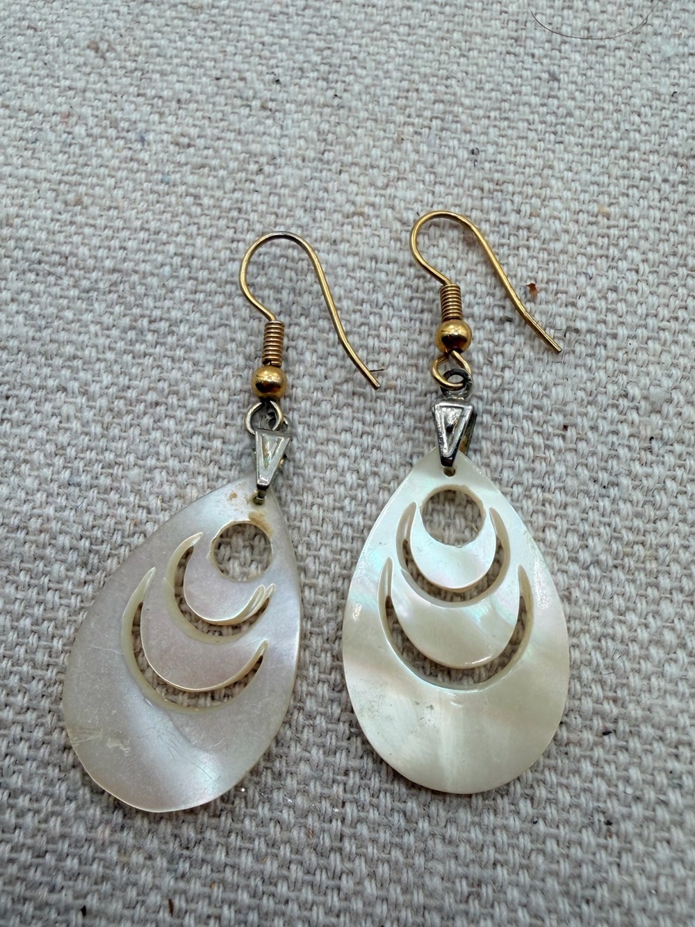 Luminescent White Mother-of-Pearl Teardrop Dangle Earrings